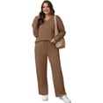 thumbnail image 4 of Lounge Sets for Women 2025 V Neck 2 Piece Outfits Airport Wide Leg Pants Matching Set Sweatsuits, 4 of 10