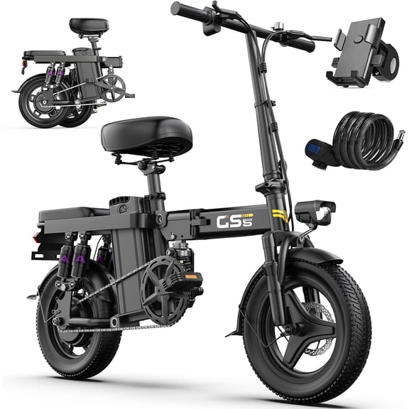 Electric Bike 750W,14'' Mini Ebike UL2849,48V Battery, 25Mph 35 Miles Range,Folding Electric Bicycle for Adult with 2 Seats