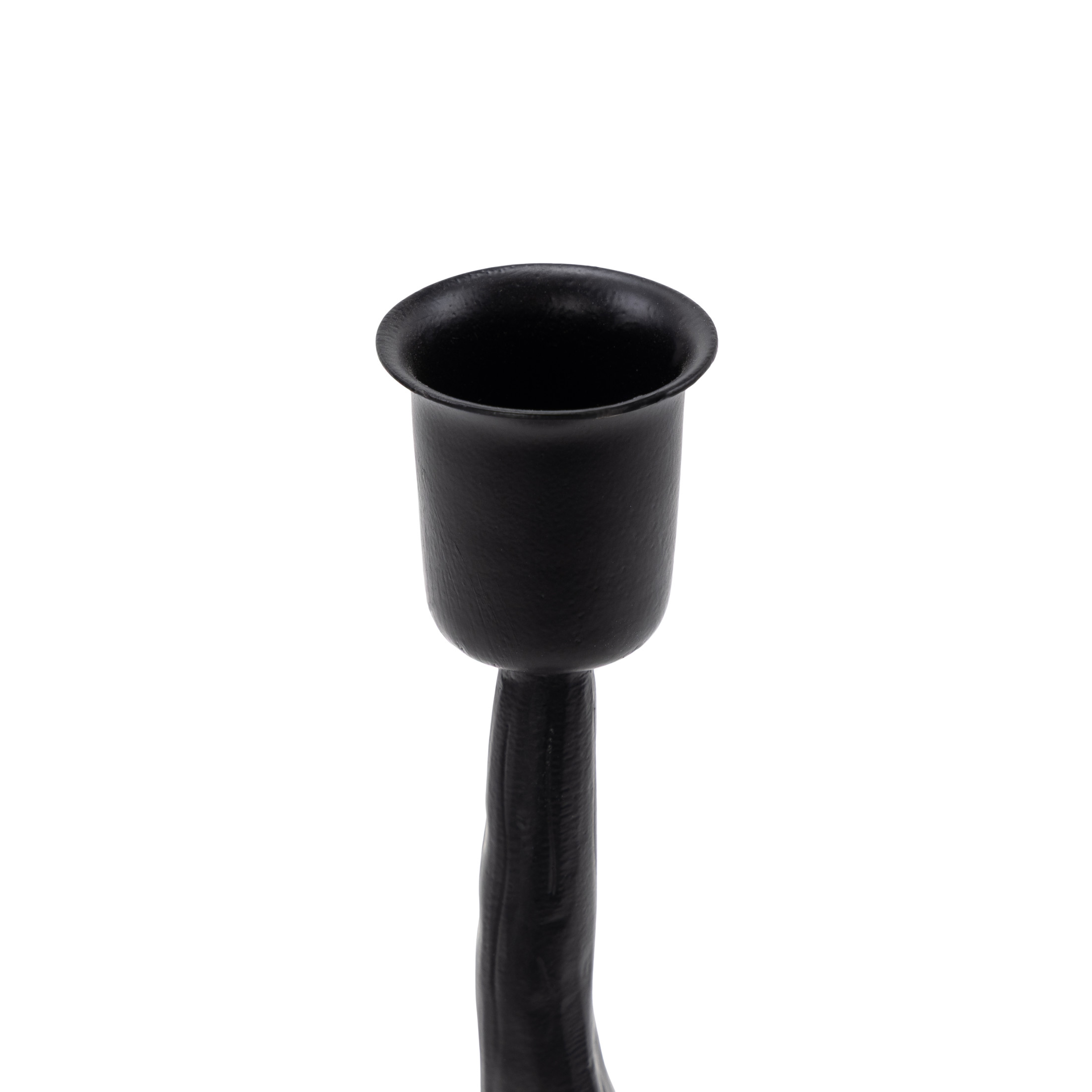 DecMode Black Metal Candle Holder with Round Base