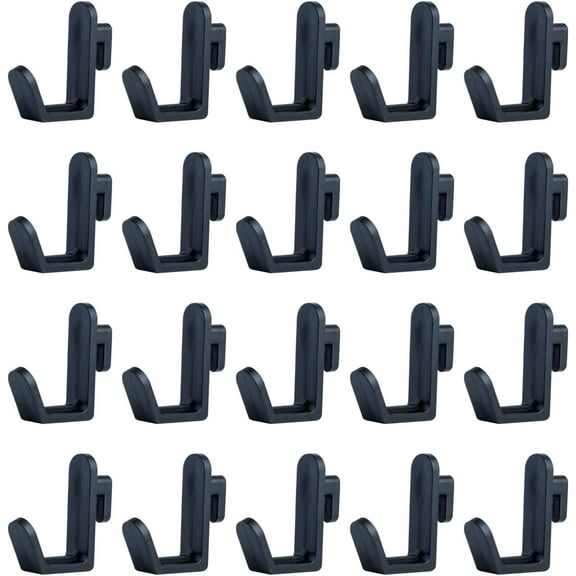20 Pcs Pegboard Hooks J Hook Style Hooks Plastic Peg Locks for Storing and Organizing Tool Accessories(Black)