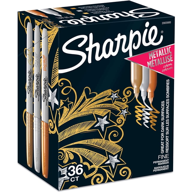 Rotulador Sharpie metálico permanente de punta fina, 36 unidades