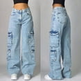 thumbnail image 5 of Pantalones vaqueros holgados con letras bordadas para mujer, pantalón de pierna ancha de cintura alta, estilo gótico, hip hop, informal, Popular, nueva moda, calle Y2K, 5 of 5