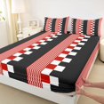 thumbnail image 3 of Homewish 4-Piece Queen Sheet Set, Black White Red Plaid, Luxury Soft Adult Bedding, 3 of 7