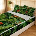 thumbnail image 3 of Manfei Bohemian Lizard Zipper Full Size Comforter Sets with Fitted Sheet and 2 Pillowcases, Tropical Botanical Zipper Bedding Set, Dark Green, Gray Reversible, 4pcs, 3 of 7