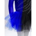 thumbnail image 5 of Doomiva Kids Girls Shiny Rhinestone Figure Ice Skating Dress Long Sleeve Ballet Lyrical Dance Dress for Performance Black Blue 16, 5 of 7