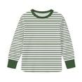 thumbnail image 2 of Xdegoge Little Kids Unisex Long Sleeve T Shirt Casual Basic Striped Print Crewneck Pullover Top Soft Breathable Cotton Blend Playwear Daily Clothes Activewear, 2 of 8