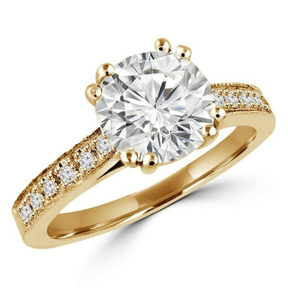 Majesty Diamonds MD160249-7.25 0.88 CTW Round Brilliant Diamond Multi Stone Engagement Ring in 14K Yellow Gold, Size 7.25