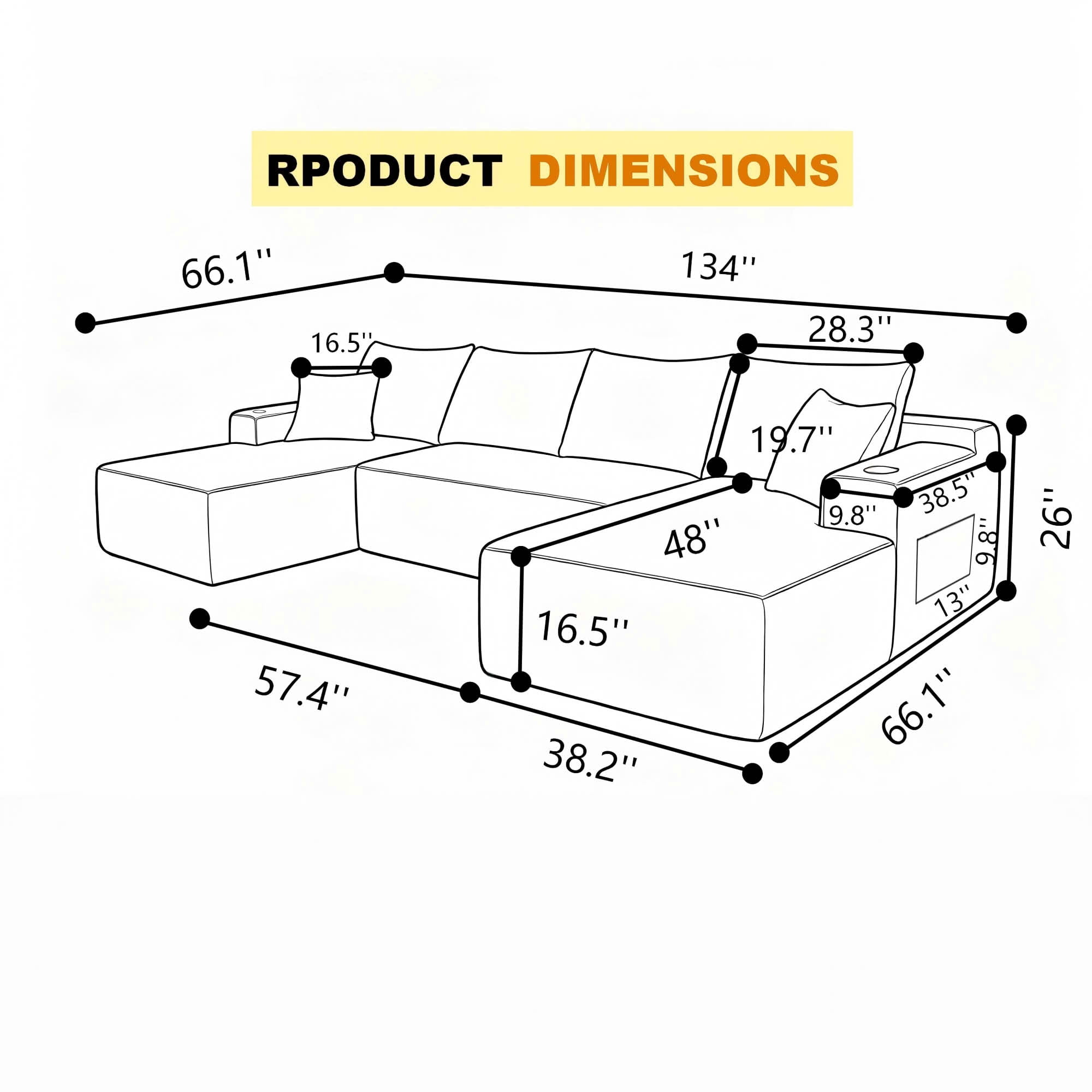 MAYEERTY 134" U-Shape Green Cloud Couch, Modern Modular 5-Seater Sectional Sofa with Side Pockets and Cup Holder, Plush Corduroy Deep Seating Lounge Sofa