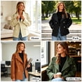 thumbnail image 3 of Women's Oversized Short Trench Coat Double Breasted Stand Collar Cropped Jacket Outerwear Fall Casual Work Office Autumn Fashion | CSEONE,Beige 2XL, 3 of 9