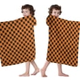 thumbnail image 4 of Orange and Black Checkered Pattern Hooded Bath Towel，60"x35" for Ages 3 To 12 Kids, Quick Dry Lightweight Soft Microfiber Hood Beach Towel Cover Up for Kids, 4 of 7