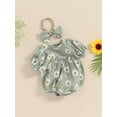 thumbnail image 2 of Bagilaanoe Newborn Baby Girl Summer Rompers Daisy Print Short Sleeve Bodysuits + Headband 3M 6M 12M 18M Infant One Piece Jumpsuit, 2 of 7