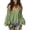 Green #041, variant on Women Boho Spaghetti Strap Lace Blouse Layered Ruffle Trim Long Balloon Sleeve Flowy Shirt Vintage Fairy Top,L