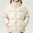 thumbnail image 3 of Teylalorva Girls Outerwear Jackets Stand Collar Zip Up Thick Warm Puffer Coat Long Sleeve Winter Outerwear（1-11） Beige Size 2T, 3 of 8