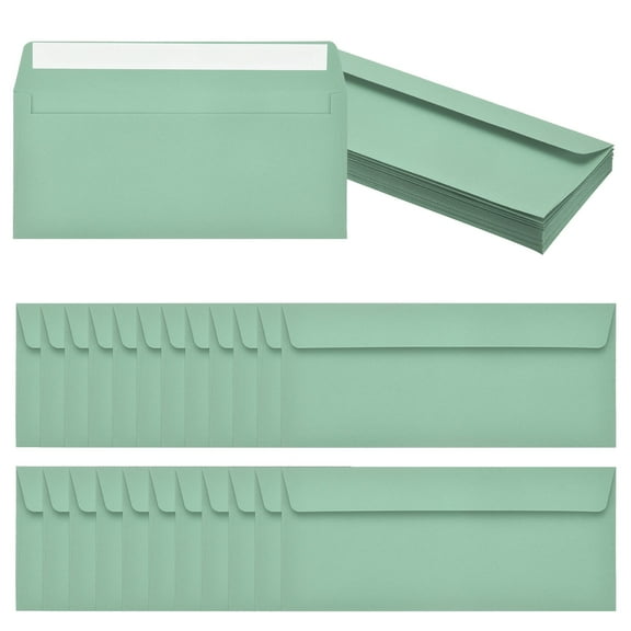 Uxcell 24 Pack Grass Green #10 Business Envelopes, Colored Self Seal Letter Size