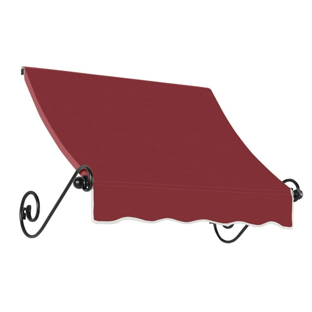 AWNTECH 4 ft. Charleston Scrolled Arm Style Door/Window Awning Fixed Outdoor Canopy 52.5 Inch W x 24 Inch H x 36 Inch Proj, Burgundy