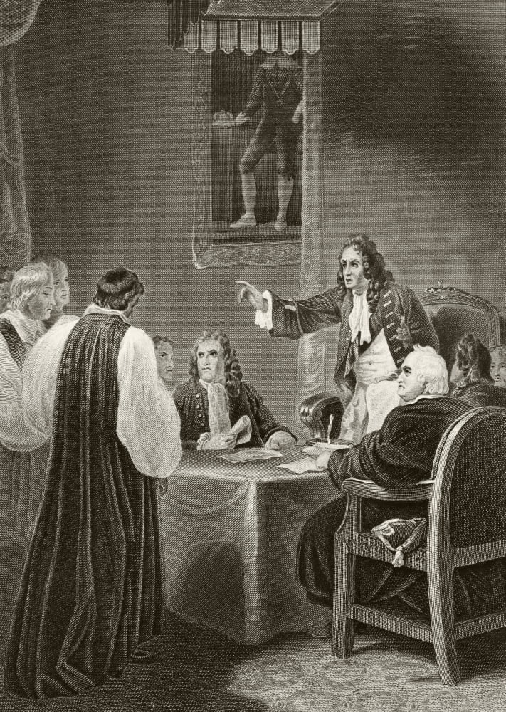 King James Ii Of England Facing Bishops In The Privy Council 1688 From The National And Domestic History Of England By William Aubrey Published London Circa 1890 Canvas Art - Ken Welsh Design Pics (2