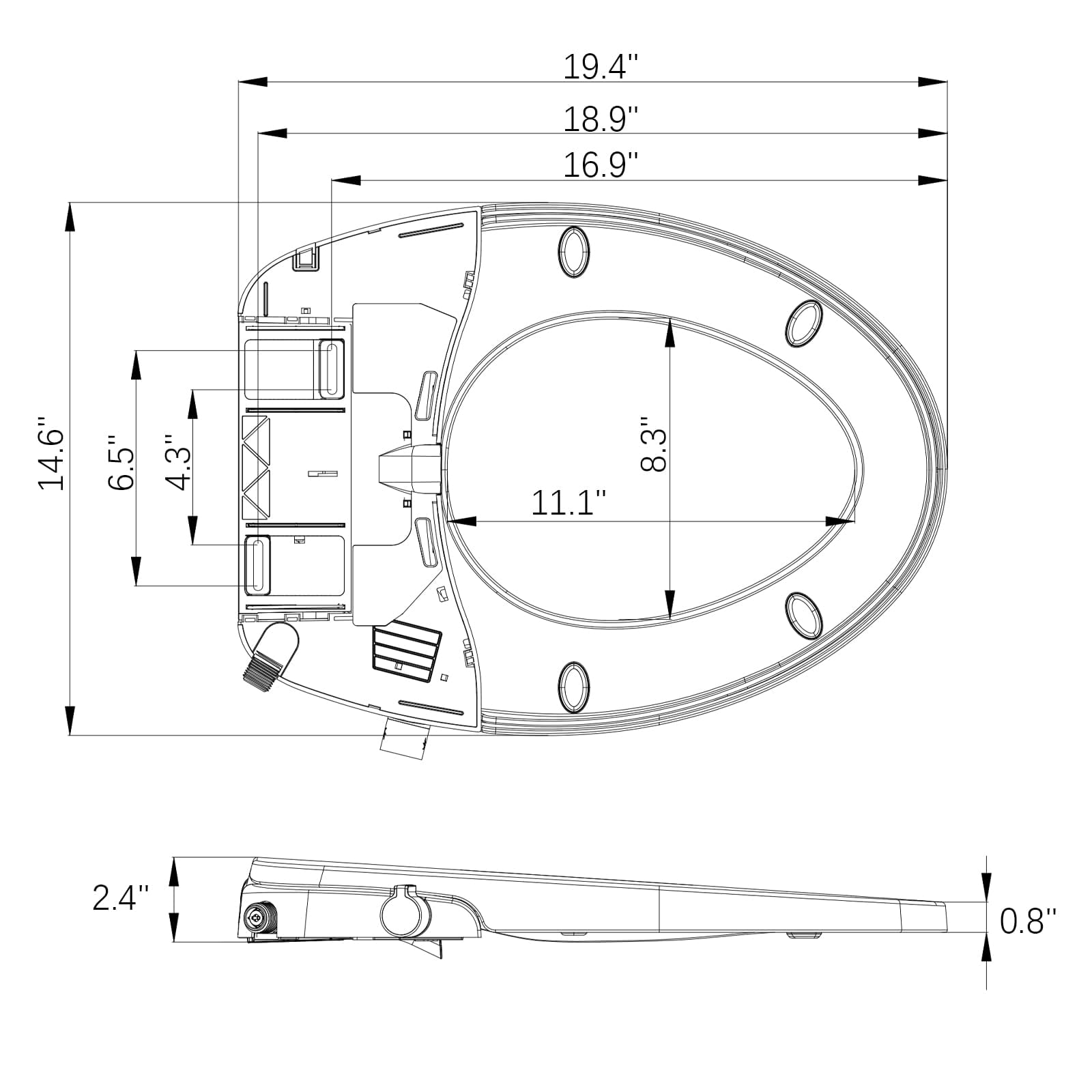 Bidet Toilet Seat, Non-Electric Bidet Toilet Seat with Quiet-Close, Dual Nozzle System, Bidet Attachment Fit Elongated Toilet Seat, Easy Installation