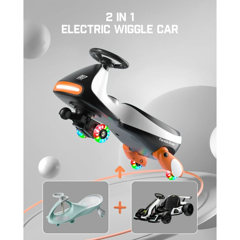Fanttikride 12V Electric Wiggle Car, 2-in-1 Ride On Toy with Pedal