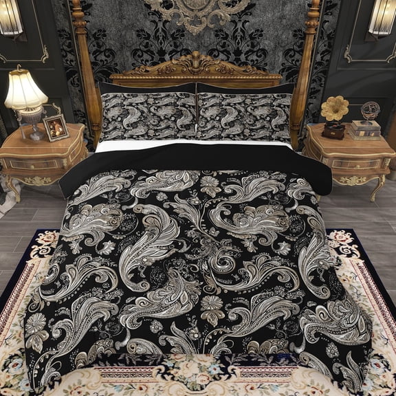 Homewish Boho Paisley Bedding Comforter Set 2pcs for Teens Boys Girls,Bohemian Theme Twin Comforter Sets Microfiber,Exotic Style Breathable Bedding Set,Super Cozy Room Decor,Reversible