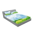 thumbnail image 2 of Ambesonne Nature Fitted Sheet & Pillow Sham Set, Summer Meadow with Daisy, Full, Lime Green Pale Blue, 2 of 2