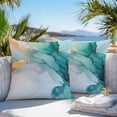 thumbnail image 5 of Waterproof Throw Pillow Covers Set of 2, 16x16 Inch Turquoise Marble Decorative Pillowcases Outdoor Pillow Slip Cushion Covers Set for Couch Tent Modern Marble Geometric Textured, 5 of 7