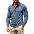 thumbnail image 5 of GEWSEY Mens Long Sleeve Polo Shirts Fashion Casual Raglan Button Polo Tee Collared Golf Shirt (Blue, XL), 5 of 8