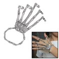 thumbnail image 2 of Skeleton Hand Bracelet with Rings Elasticity bangle chain Wristband for Party silver, 2 of 7