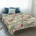thumbnail image 4 of White Pink Flower Blanket Soft Cozy Warm Throw Blanket for Couch, Plush Fuzzy Flannel Fleece Blankets for Sofa, Shabby Chic Spring Vintage Leaf Green Bed Blankets Lightweight Gifts for Women, 50"x60", 4 of 9