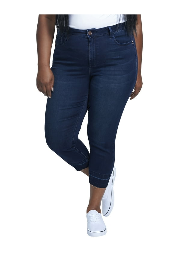 Women's Plus Size High Rise Skinny Crop with Released Hem