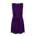 thumbnail image 5 of HIMIWAY Summer Dresses for Women 2023 Women's Fashion Summer Mini Sleeveless V-neck Cross Hollowed Out with Belt Dress Purple M, 5 of 6