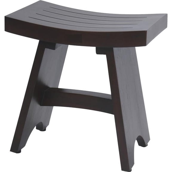 18 in. Compact Contemporary Teak Shower Stool, Brown