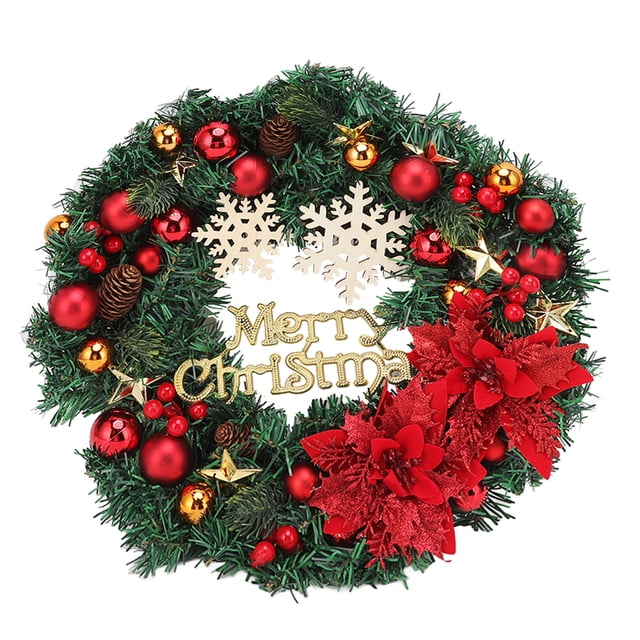 Corona de Navidad, Corona de Navidad Pino nevado Decoración de puerta navideña Corona de bolas de cono de pino navideño Materiales ecológicos