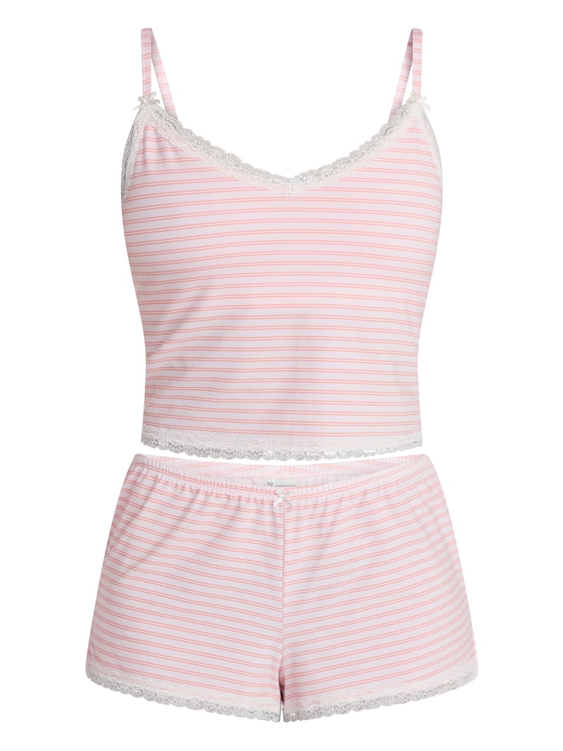 No Boundaries Lace Cami and Shorts Sleep Set, 2-Piece, Women's XXS No Boundaries Lace Cami and Shorts Sleep Set, 2-Piece, Women's XXS