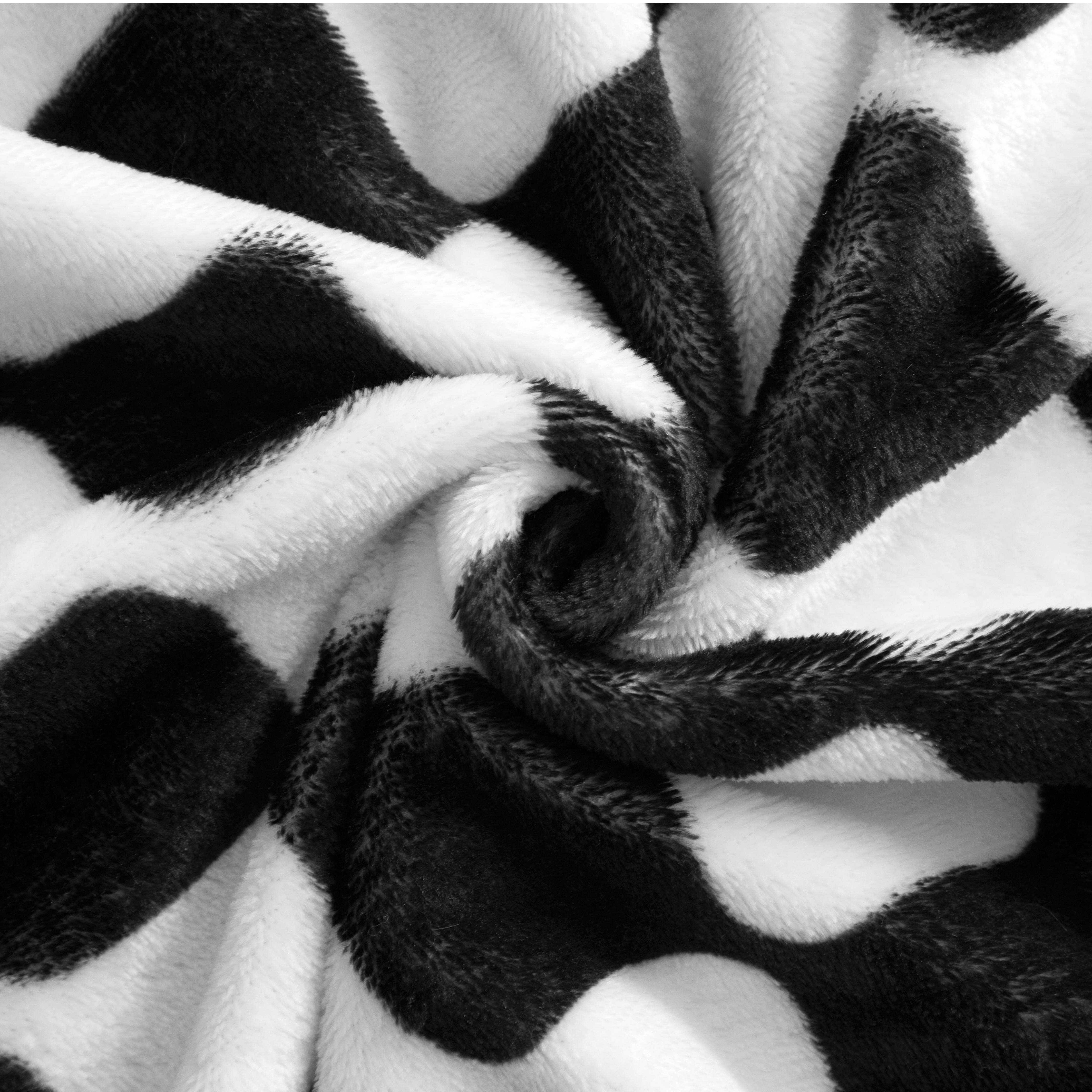 Mainstays Black & White Check Cozy Plush Throw Blanket 50" x 60"