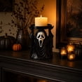 thumbnail image 6 of 3D Printed Ghost Face Candle Holder Halloween Decor, Spooky Raised Hands Candle Stand, Gothic Figure Tabletop Mantel Decoration for Halloween Party Home, Black, 6 of 9
