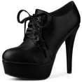 thumbnail image 1 of Unique Bargains Bottines à Talons Aiguilles Hauts à Plateforme à Lacets pour Femmes Noires US 8, 1 of 6