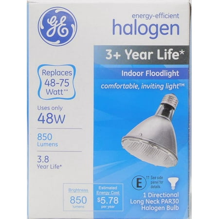 GE 48W Halogen Indoor Floodlight, PAR30 Long Neck 1-pack