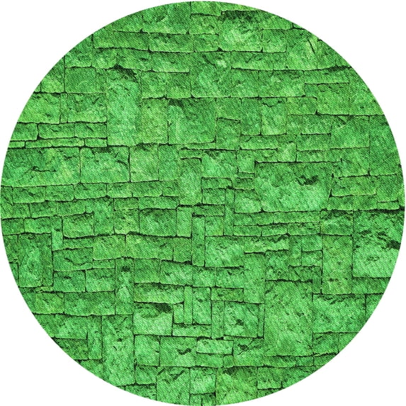 Ahgly Company Machine Washable Indoor Round Transitional Green Area Rugs, 8' Round