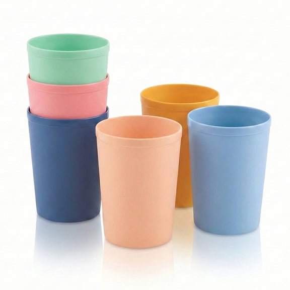 MASTERCOOK 6-Pack Unbreakable Reusable 8oz Plastic Cups, Stackable BPA-Free Tumbler Bright