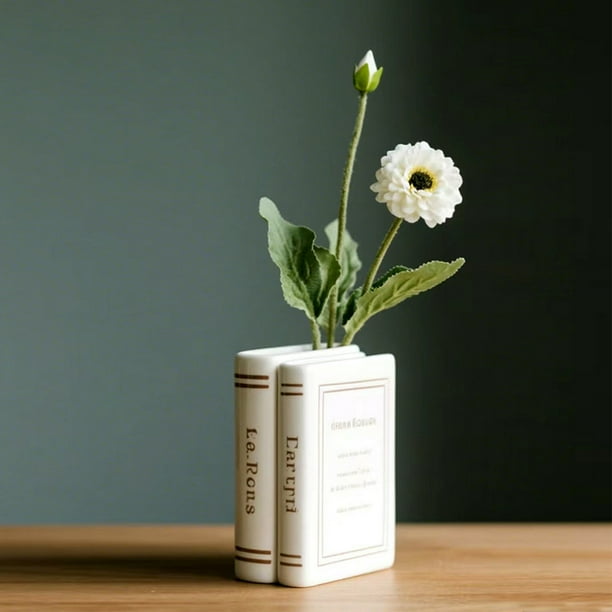 Decoración del hogar, decoración de habitaciones, decoración de paredes, jarrón de cerámica creativo, estilo libro europeo, arreglo de flores frescas para el hogar, jarrón de flores secas, botella de