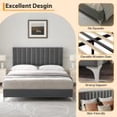 thumbnail image 6 of Studyset Full Size Bed Frame with Adjustable Headboard, Velvet Upholstered Platform Bed Frame with Wooden Slats Support, No Box Spring Needed, Grey Velvet Bed Frame, 6 of 7
