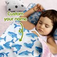 thumbnail image 2 of KAINSY Personalized Toddler Nap Mat, Ocean Theme with Small Blue Dolphins, Custom Name Sleeping Bag Blanket for Boys and Girls, Ideal for Kindergarten, Daycare, Preschool, Home & Travel, 2 of 8