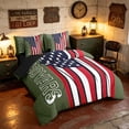 thumbnail image 2 of Manfei 250 Years Print King Bedding, Modern US Flag King Bed in a Bag, Olive Red White Blue, Black Reversible 7pcs, 2 of 6