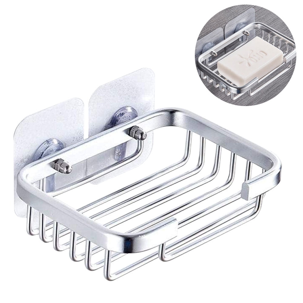 Stainless Steel Wall Mounted Bar Soap Holder Soap Dish for Shower with Hook 