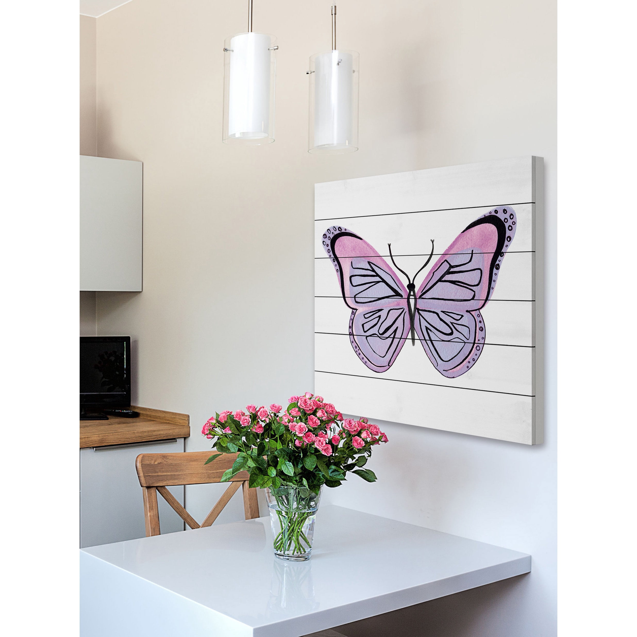 Marmont Hill "Lavender Butterfly" by Molly Rosner Painting Print on White Wood