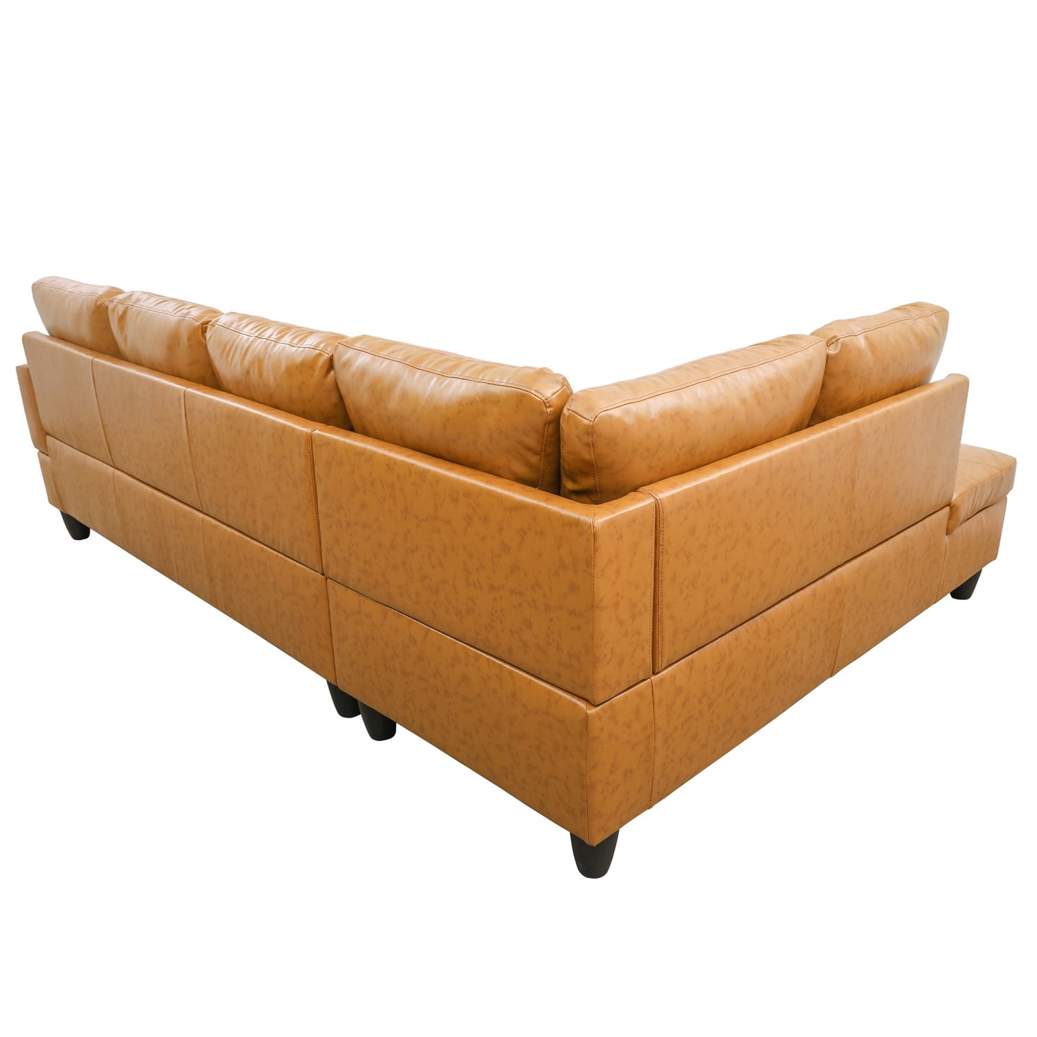 Hommoo Faux Leather Sectional Sofa, 4-Seat L-Shaped Couch, Modern Indoor Living Room Furniture, Apartment, Office, Ginger(Without Ottoman)