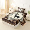 thumbnail image 2 of Manfei Classic Deer Grid Twin Sheets,Brown Check Pine Bedding,3-Piece,1 Fitted Sheet and 1 Pillowcase, 2 of 6