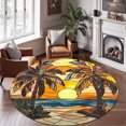 thumbnail image 2 of Circle Area Rug, Palm Trees Floral Pattern Washable Non-Slip Floor Carpet, Soft Rug for Living Room Bedroom Decor 59 Inch, 2 of 6