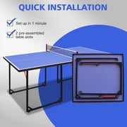 HooKung 6ft Foldable Table Tennis Table Set, Mid-Size Ping Pong Table Portable Table Tennis Game Set with Accessories
