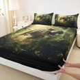 thumbnail image 4 of Homewish Jungle Dinosaur Bed Sheets,Vintage Wildlife Full Size Sheets,Green,4-Piece,1 Flat Sheet, 1 Fitted Sheet and 2 Pillowcases, 4 of 6